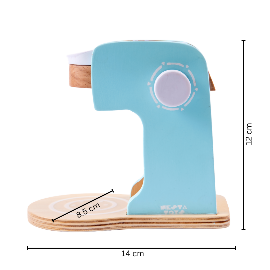 Nesta Toys Wooden Coffee Maker Toy (Blue), Kitchen Cooking Toy, Pretend Play (3+ Years) - 9 Pcs