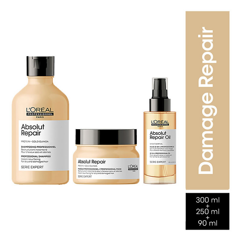 L'Oreal Professionnel Absolut Repair Shampoo, Hair Mask & Hair Serum, Serie Expert
