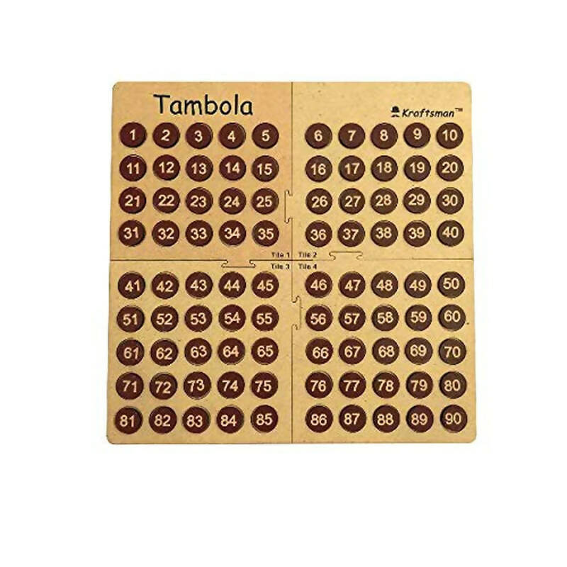 Kraftsman Portable Wooden Tambola Board Game With 600 Tickets
