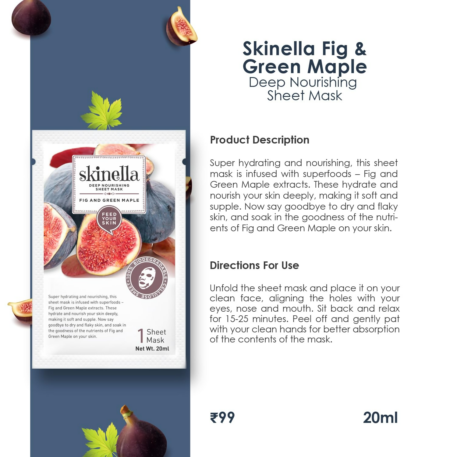 Skinella Deep Nourishing Sheet Mask - Fig & Green Maple