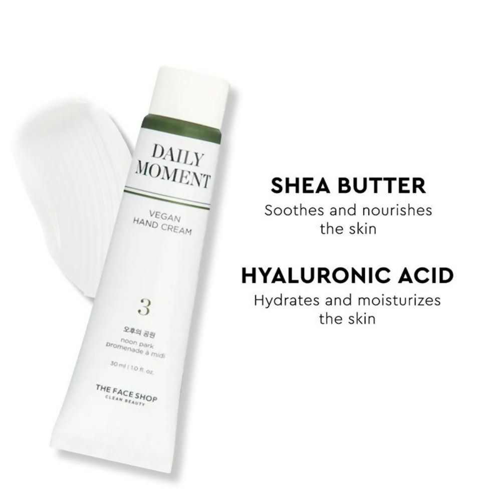 The Face Shop Non-Greasy Vegan Hand Cream - Noon Park With Hyaluronic Acid