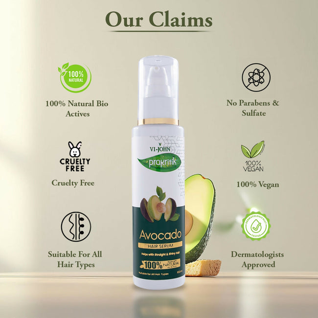 VI-JOHN Prakritik Avocado Hair serum Prevents dryness & Adds shine, 100% Natural Bio-Actives Main Image
