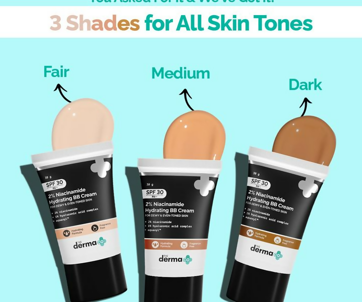 The Derma Co 2% Niacinamide Hydrating BB Cream with 1% Hyaluronic Acid Complex & Aquaxyl