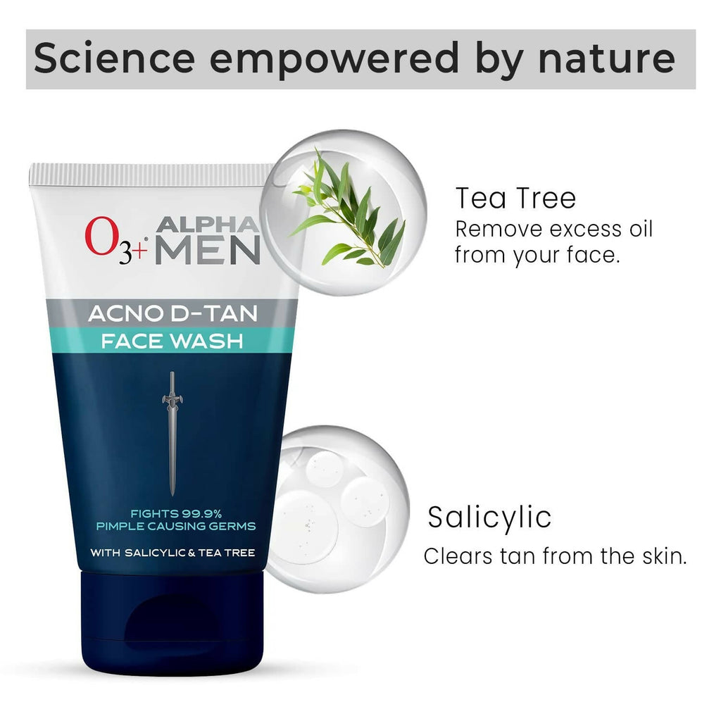 Professional O3+ Alpha Men Acno D-TAN Face Wash with Tea Tree