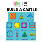 Kipa MagPlay Build A Castle 60 Pcs Magnetic Tiles Set with Storage Container, Constructing and Creative Learning Educational Toy with BagPack for Kids