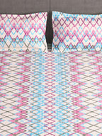 Story@home Tango Pink & White Printed 240 TC King Bedsheet with 2 Pillow Covers