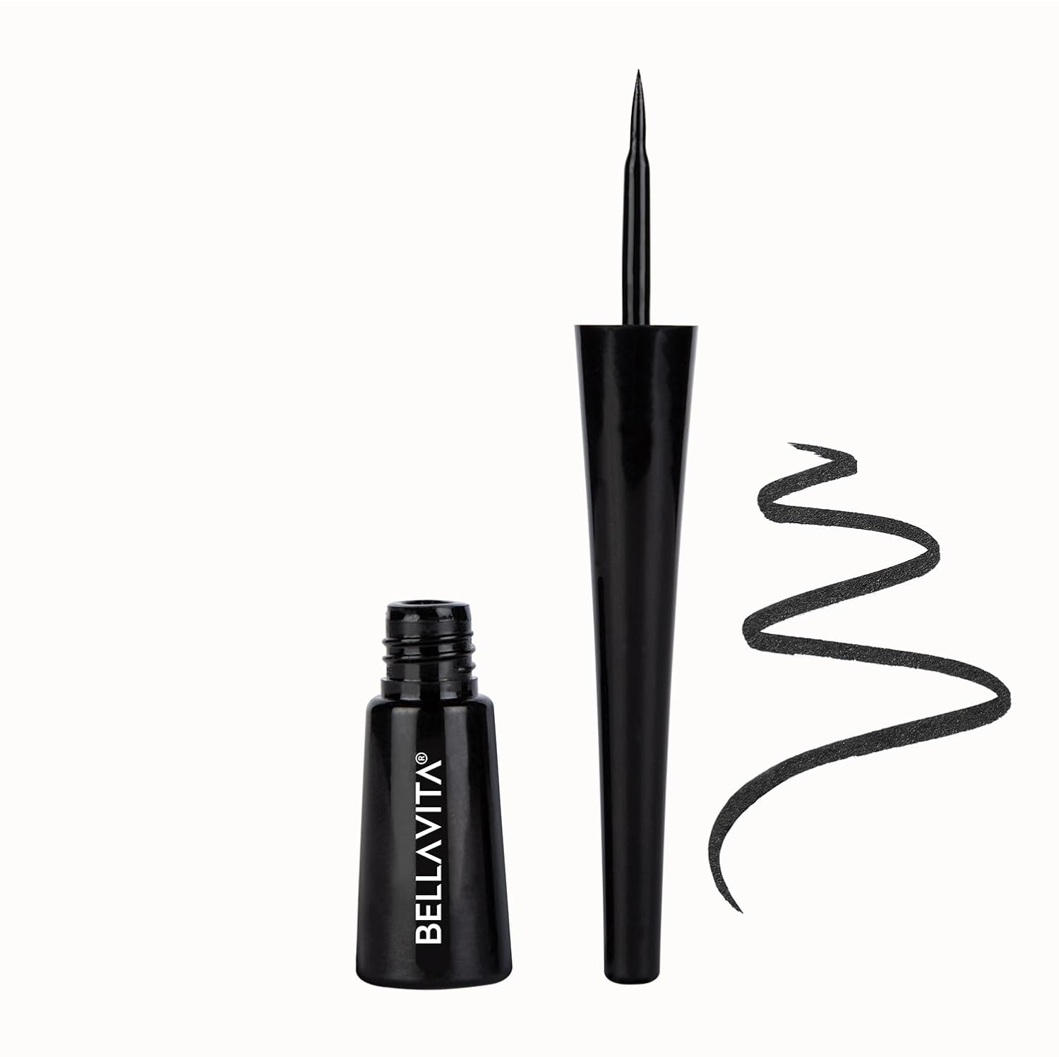 BELLAVITA Intense Drama Waterproof Eyeliner, Black, Matte Finish, Smudge - Proof, Fast - Drying, Felt Tip Applicator, Enriched with Biotin, 3.5 ml - Vamzn#