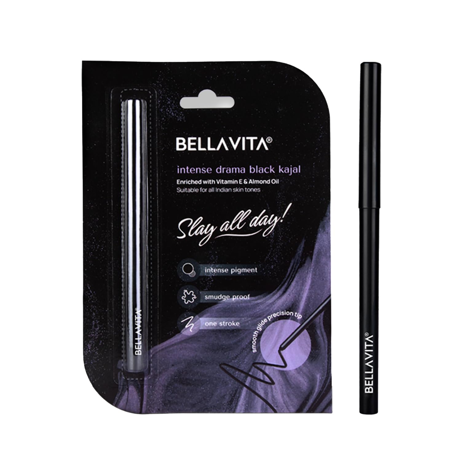 BELLAVITA Intense Drama Waterproof Eyeliner, Black, Matte Finish, Smudge - Proof, Fast - Drying, Felt Tip Applicator, Enriched with Biotin, 3.5 ml - Vamzn#