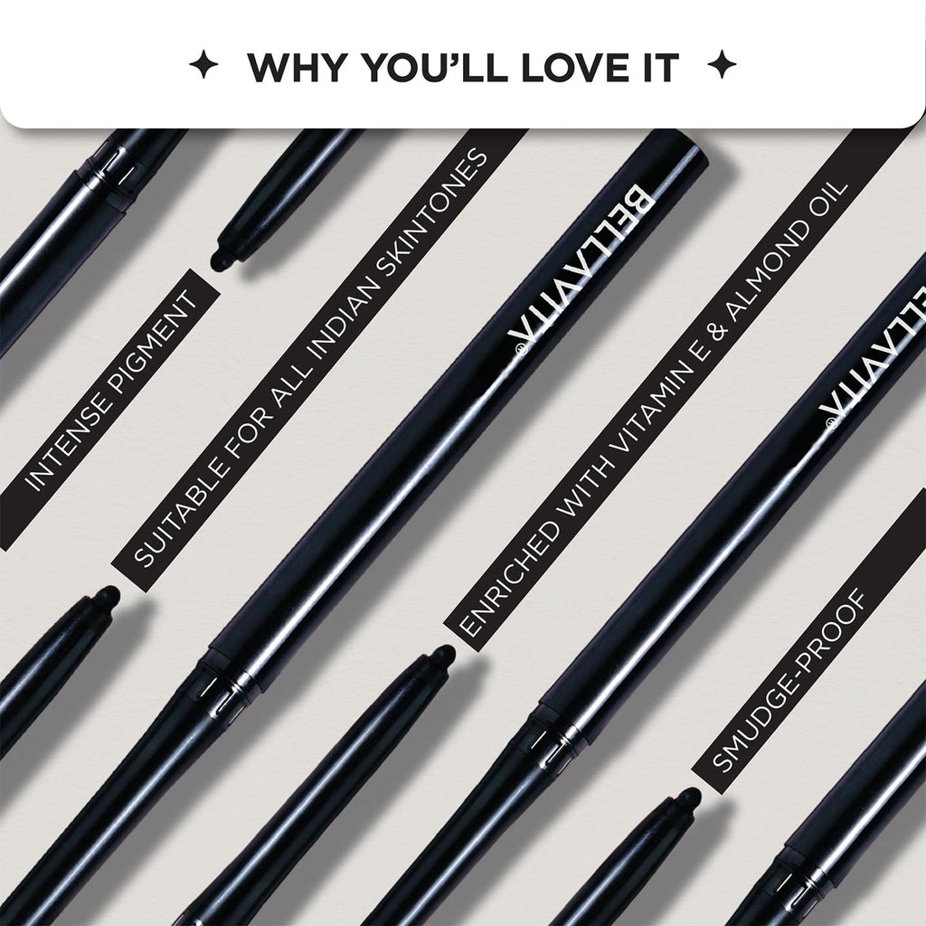 BELLAVITA Intense Drama Waterproof Eyeliner, Black, Matte Finish, Smudge - Proof, Fast - Drying, Felt Tip Applicator, Enriched with Biotin, 3.5 ml - Vamzn#