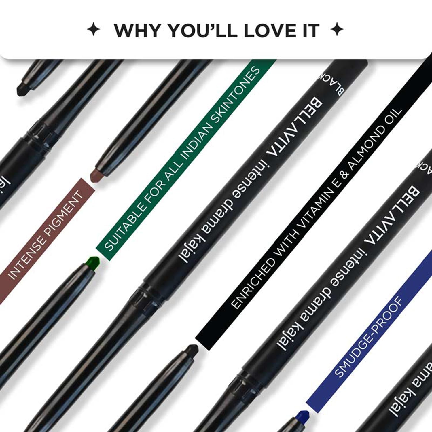 BELLAVITA Intense Drama Waterproof Eyeliner, Black, Matte Finish, Smudge - Proof, Fast - Drying, Felt Tip Applicator, Enriched with Biotin, 3.5 ml - Vamzn#