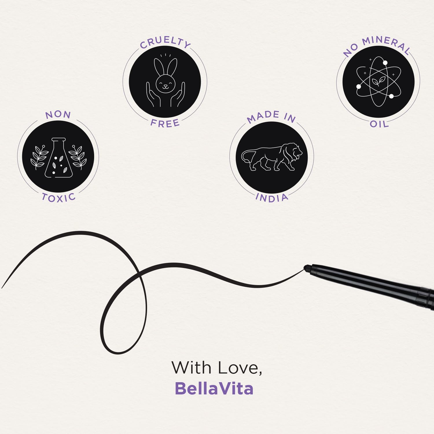 BELLAVITA Intense Drama Waterproof Eyeliner, Black, Matte Finish, Smudge - Proof, Fast - Drying, Felt Tip Applicator, Enriched with Biotin, 3.5 ml - Vamzn#