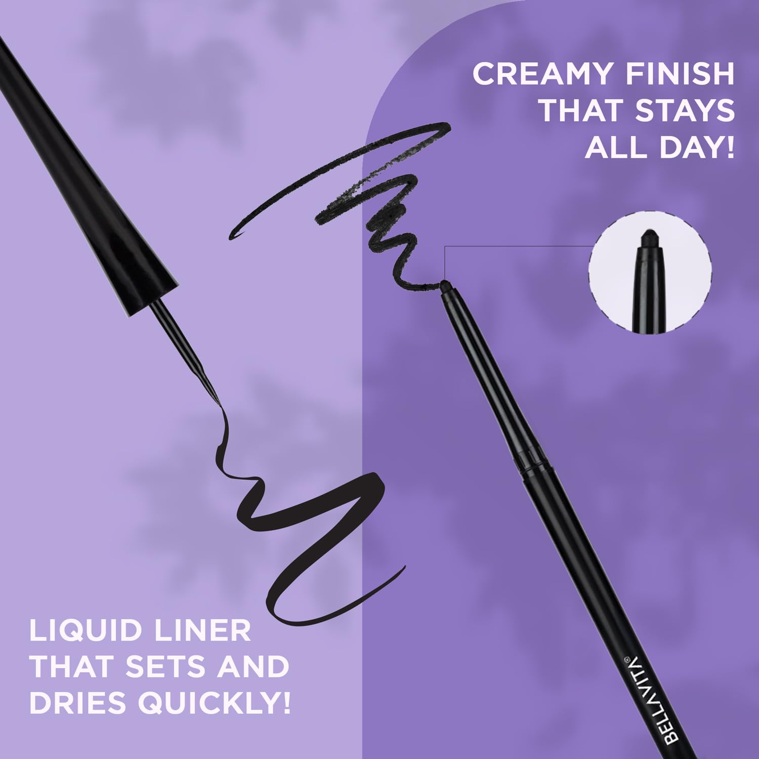 BELLAVITA Intense Drama Waterproof Eyeliner, Black, Matte Finish, Smudge - Proof, Fast - Drying, Felt Tip Applicator, Enriched with Biotin, 3.5 ml - Vamzn#