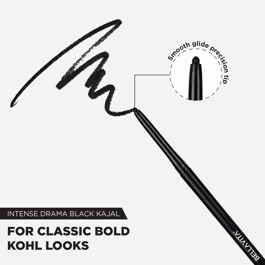 BELLAVITA Intense Drama Waterproof Eyeliner, Black, Matte Finish, Smudge - Proof, Fast - Drying, Felt Tip Applicator, Enriched with Biotin, 3.5 ml - Vamzn#