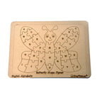 Kraftsman English Alphabets Wooden Jigsaw Puzzles Butterfly Shape Puzzle | Color Kit Included