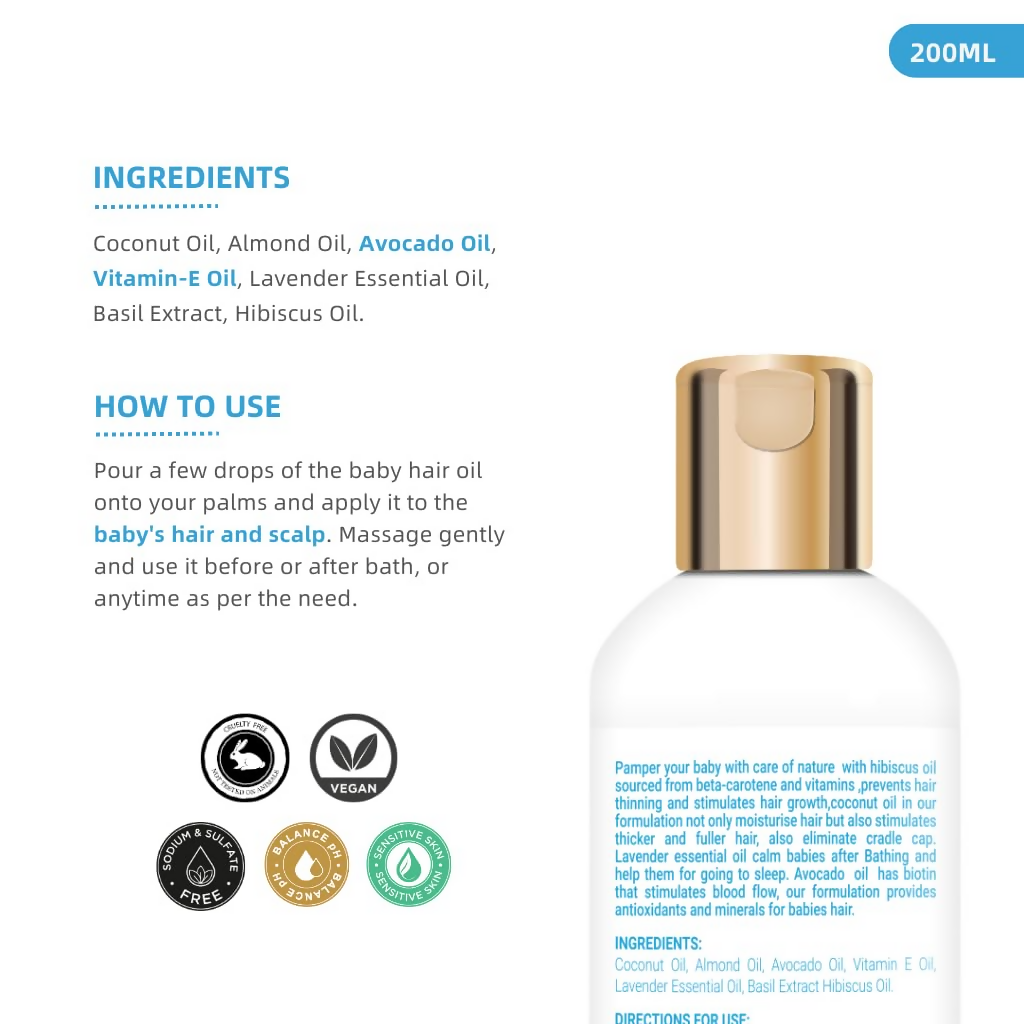 The Eco Mama Baby Hair Oil Lavender Oil, Hibiscus & Almond Oil