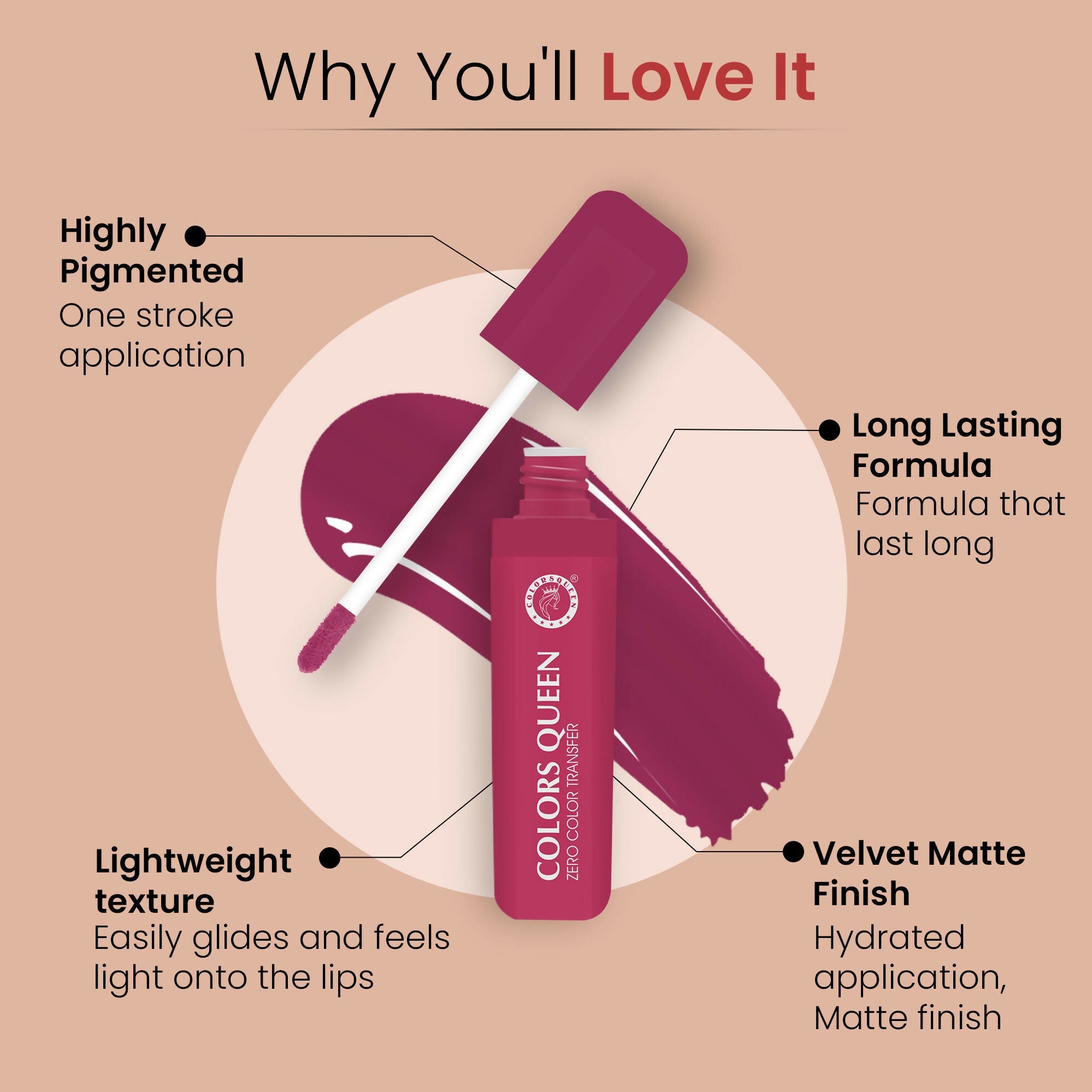 Colors Queen Zero Color Transfer Liquid Lipstick - Fall In Love