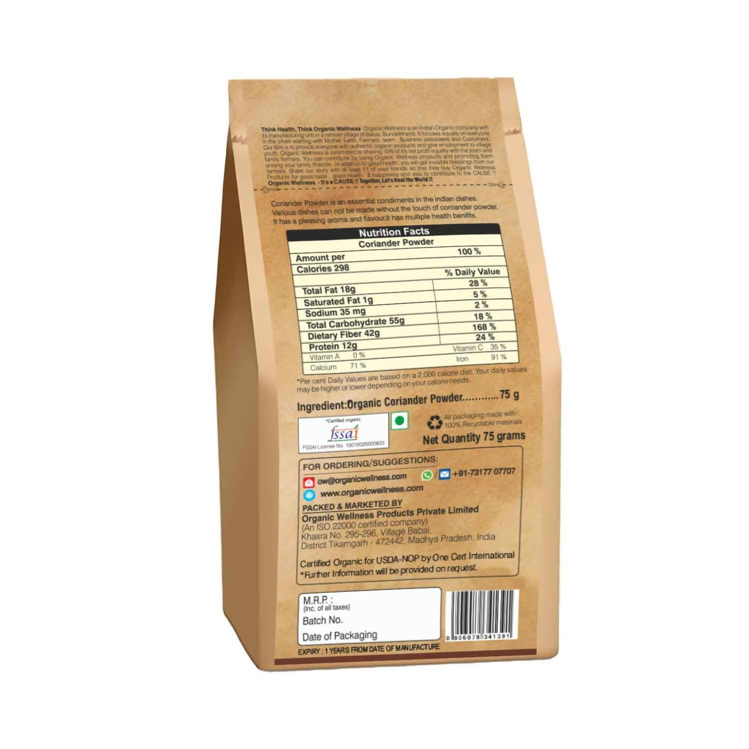 Organic Wellness Coriander Powder