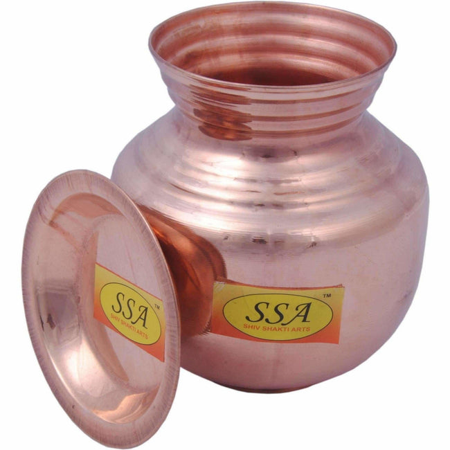 Handmade Pure Copper Kalash Lota With Lid Copper Kalash  (Height: 6.5 inch, Brown) Main Image