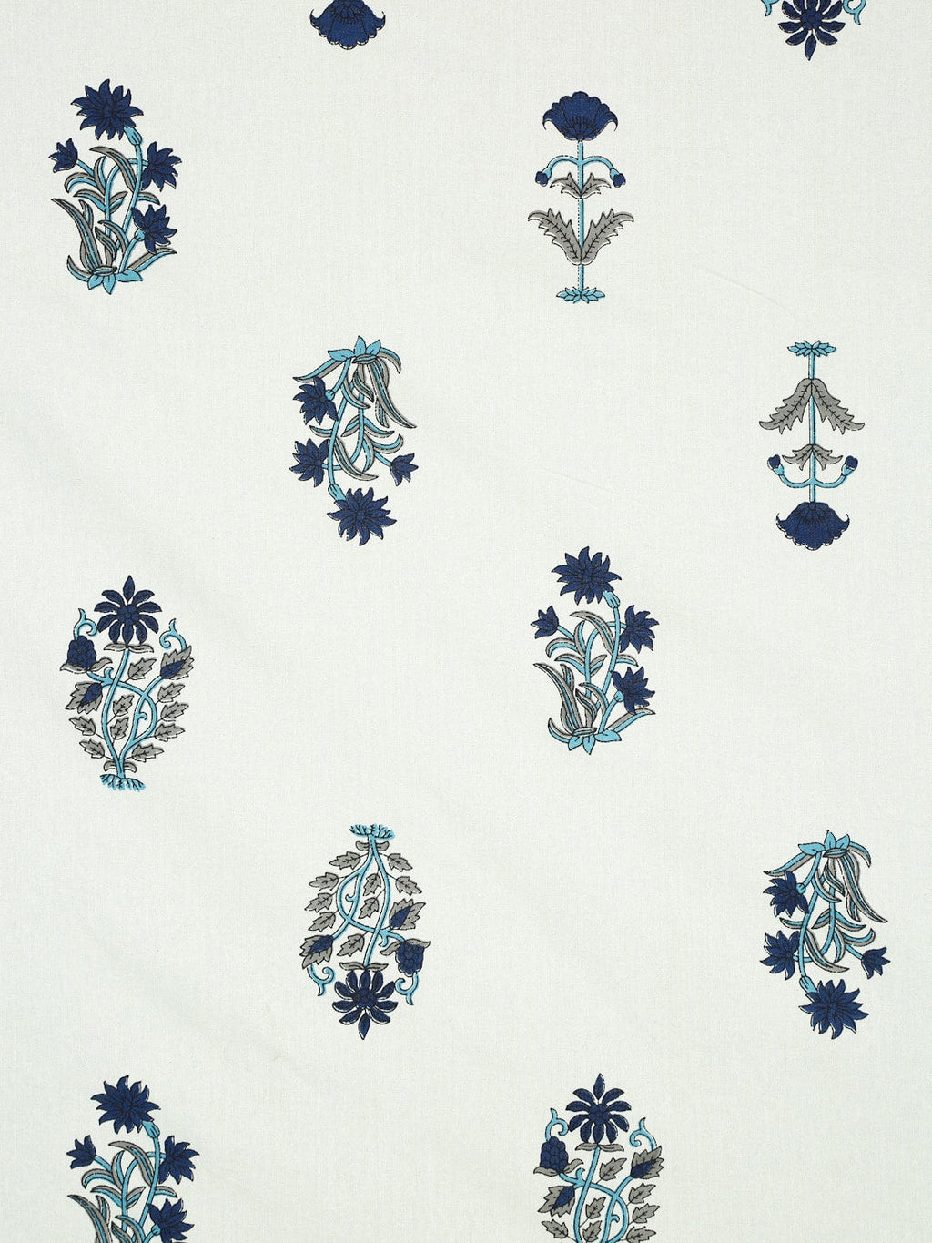 Rajasthan Decor Cream-Coloured & Blue Ethnic Motifs 180 TC Cotton 1 King Bedsheet with 2 Pillow Covers