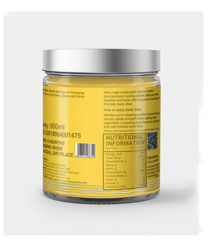 ProVedic Garlic Ghee | Pure Ghee for Better Digestion and Immunity Booster | Homemade Organic & Fresh Ghee | No added Preservatives