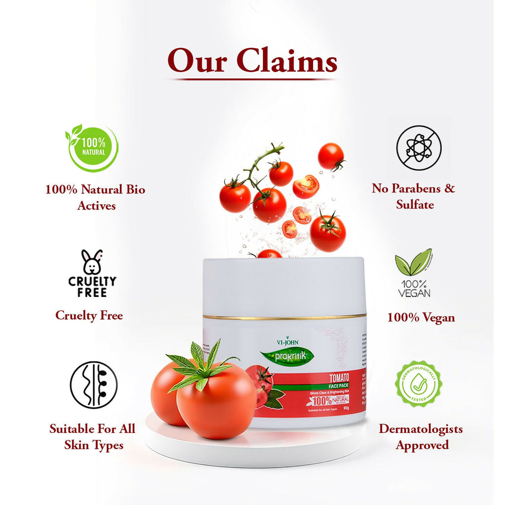 VI-JOHN Prakritik Tomato Face Pack Removes Tanning & Dead Cells Made With 100% Natural Bio Actives