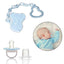 Safe-O-Kid Animal Design Silicone Pacifier/Soother With Holder Chain And Clip, Blue Bear