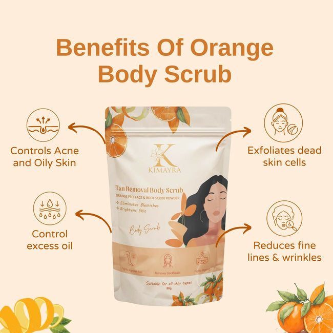 Kimayra Natural Orange Peel Face & Body Scrub For Brightens Skin Tone, Tan Removal Scrub Main Image
