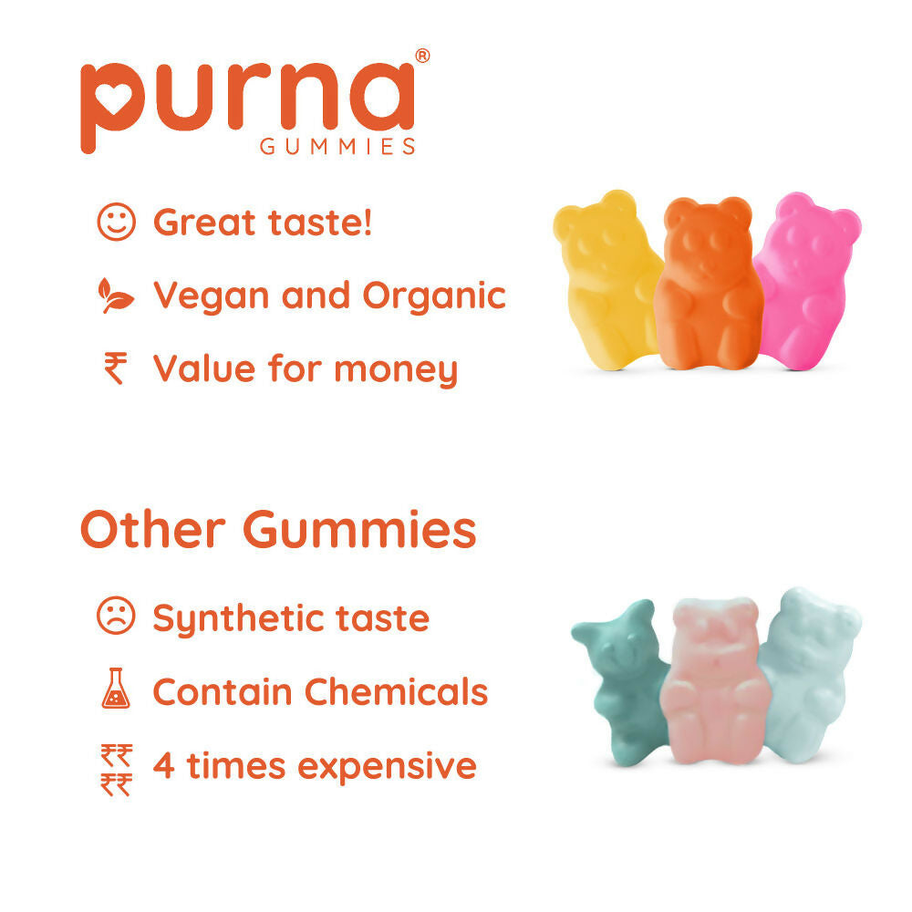 Purna Gummies Superfruits Collagen Mixed Fruit Flavour Gummies for Hair and Skin