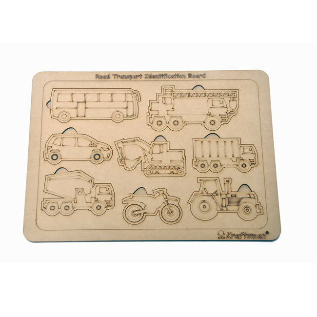 Kraftsman Road Transport Vehicles Identification Puzzle Board With Color Kit Included Main Image