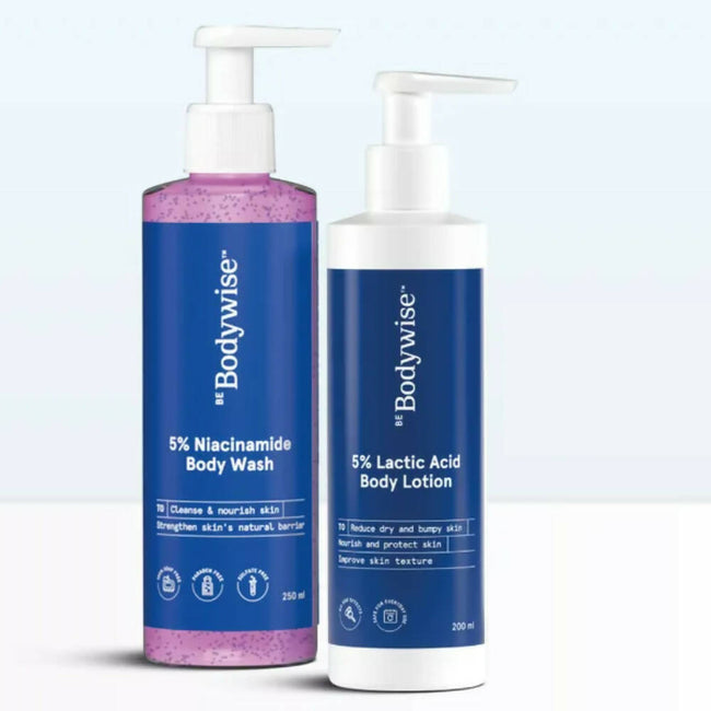BeBodywise 5% Lactic Acid Body Lotion and 5% Niacinamide Body Wash Hover Image