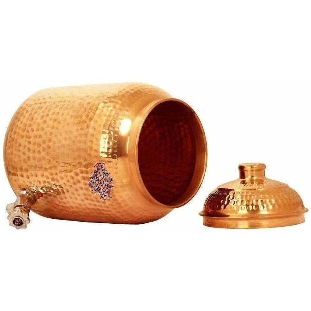 Indian Art Villa Hammered Copper Water Dispenser Container Pot Matka