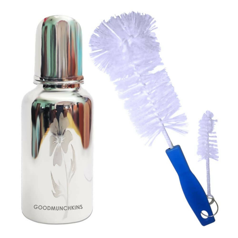 Goodmunchkins Stainless Steel Baby Feeding Bottle 304 Grade for Infants/Toddlers with Bottle Cleaning Brush-220ml - Limited Time Offer
