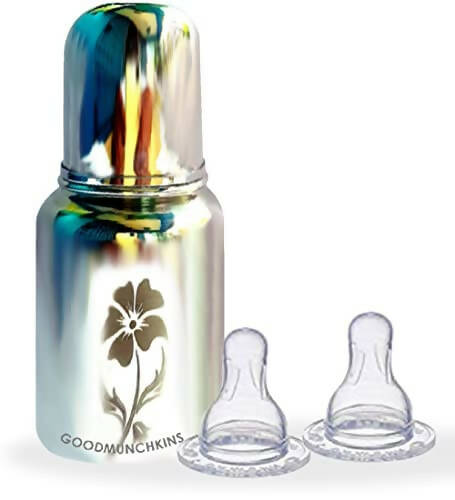 Goodmunchkins Stainless Steel Feeding Bottle Joint Less 304 Grade No Joints BPA Free for New Born Baby/Toddlers/Infants-140ml