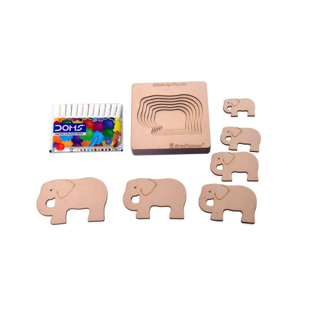 Kraftsman Stack up Puzzles/ Layered Puzzle Elephant Shape for Kids | Color Kit Included | 6 Pieces Puzzle Hover Image