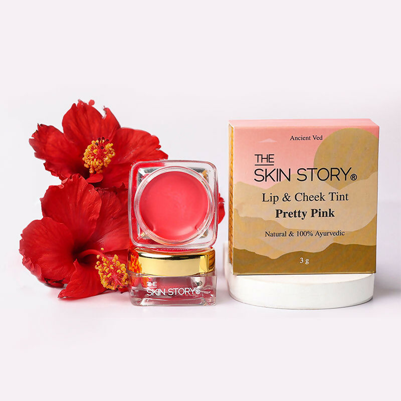 The Skin Story 100% Natural Lip Cheek Eye Tint Ayurvedic Hibiscus Moisturizing Glow - Pretty Pink