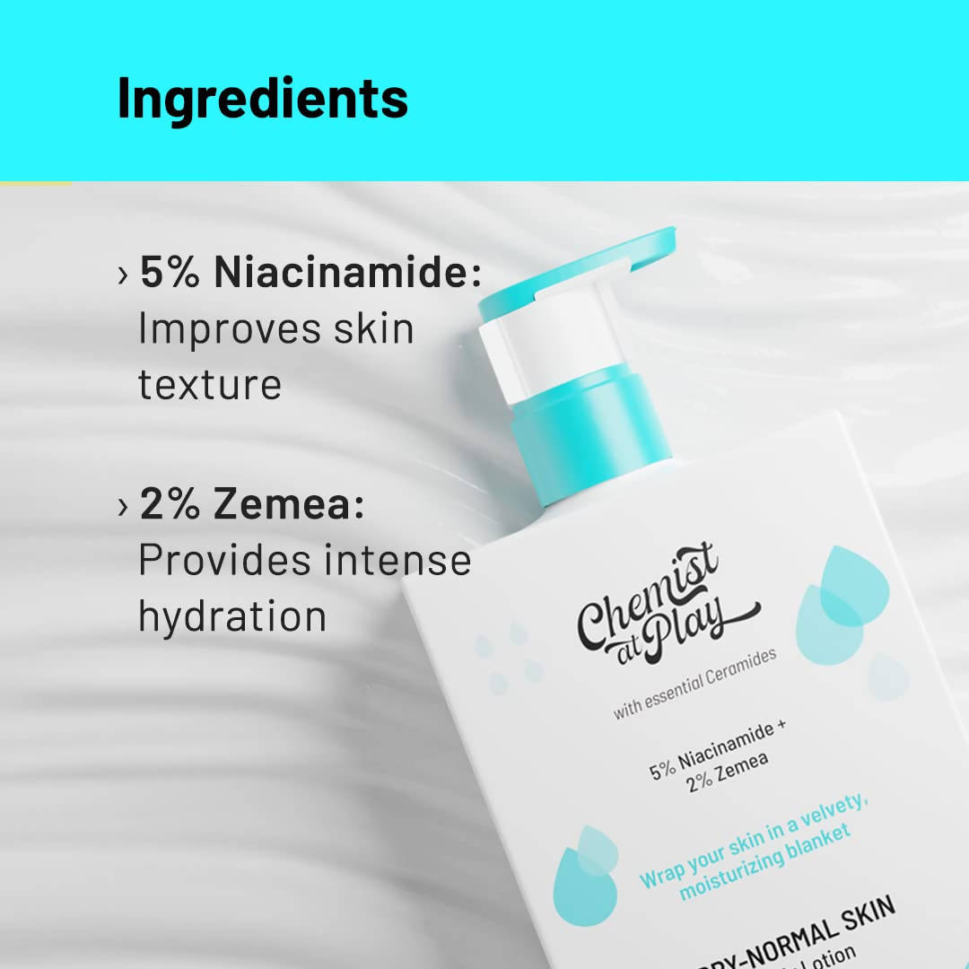 Chemist At Play Dry-Normal Skin Body Lotion with 5% Niacinamide + 2% Zemea For Deep Nourishment, Long Hydration