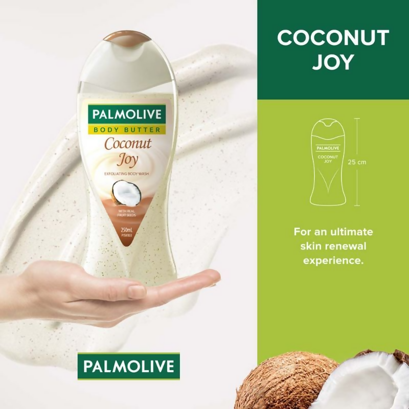 Palmolive Coconut & Jojoba Butter Coconut Joy, Exfoliating & Moisturizing Body Wash