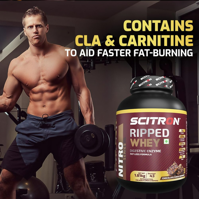 Scitron Ripped Whey Protein Powder Flavor Chocolate Fudge Brownie Main Image