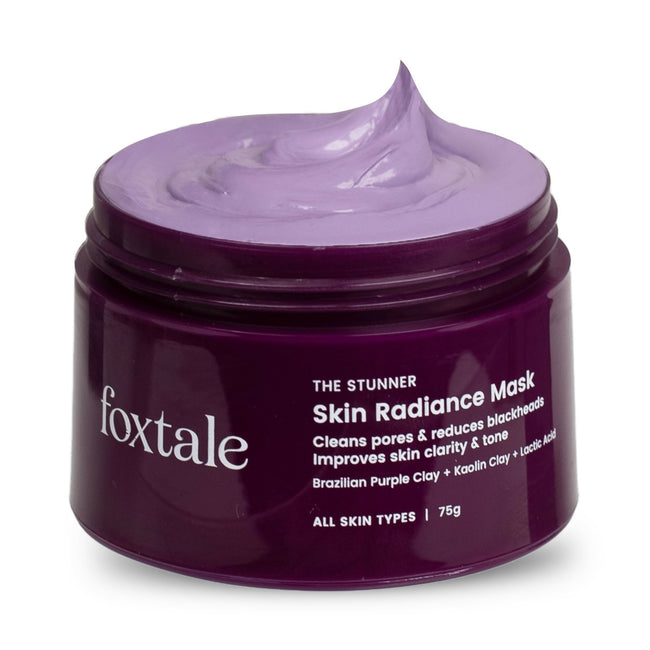 Foxtale De-Tan Face Mask For Glowing Skin - Clay Mask with Lactic Acid For Tan Removal, Reduction in Blackheads, Instant Brightening Hover Image