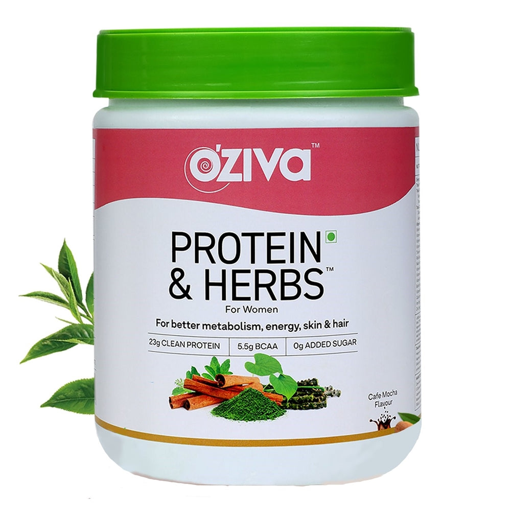 OZiva Protein & Herbs for Women - Protein Powder to Reduce Body Fat, Manage Weight & Metabolism, No Added Sugar