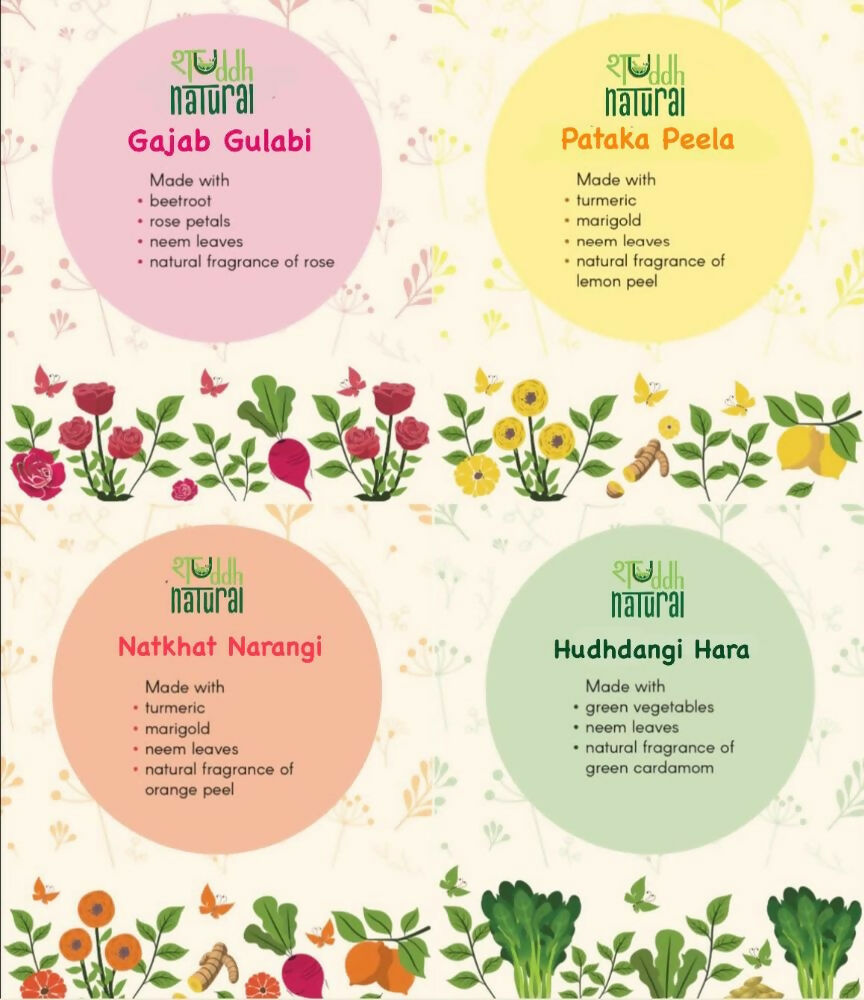 Shuddh Natural Ubtan Based Herbal Gulal, Ayurvedic Thandai Powder, Kashmiri Kahwa, Natural Honey | Holi Gift Hamper