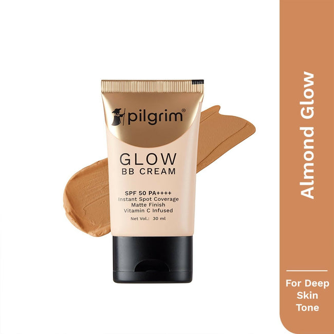 Pilgrim Glow BB Cream SPF 50 PA++++ Instant Spot Coverage Matte Finish Vitamin C Infused - Almond Glow Main Image
