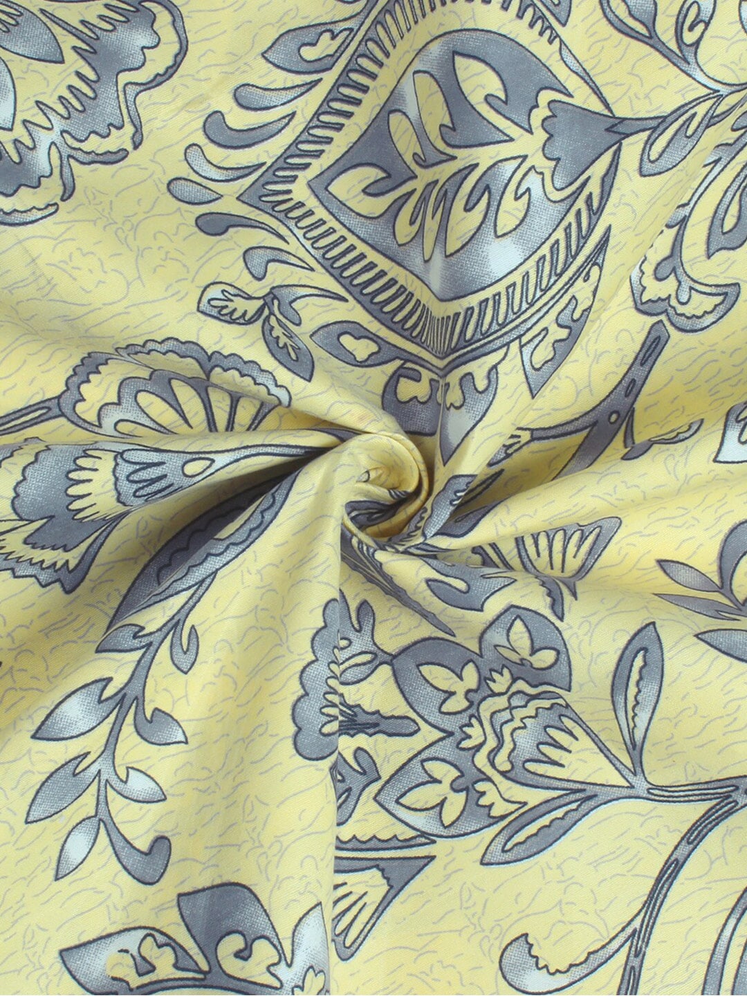 Story@home Cream-Coloured & Grey Floral Microfiber 180 TC Bedsheet & Pillow Cover