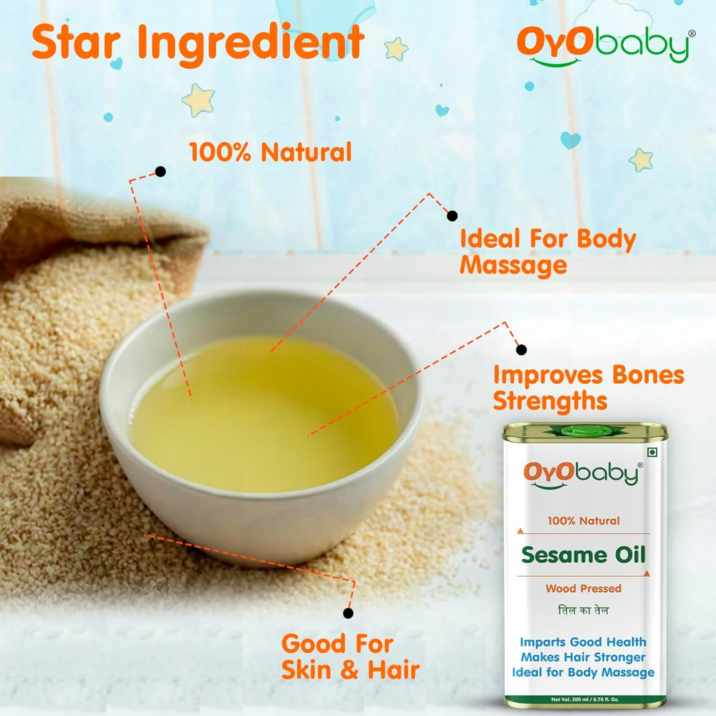 Oyo Baby 100% Natural Baby Oil For New Born Wood Pressed Sesame Oil