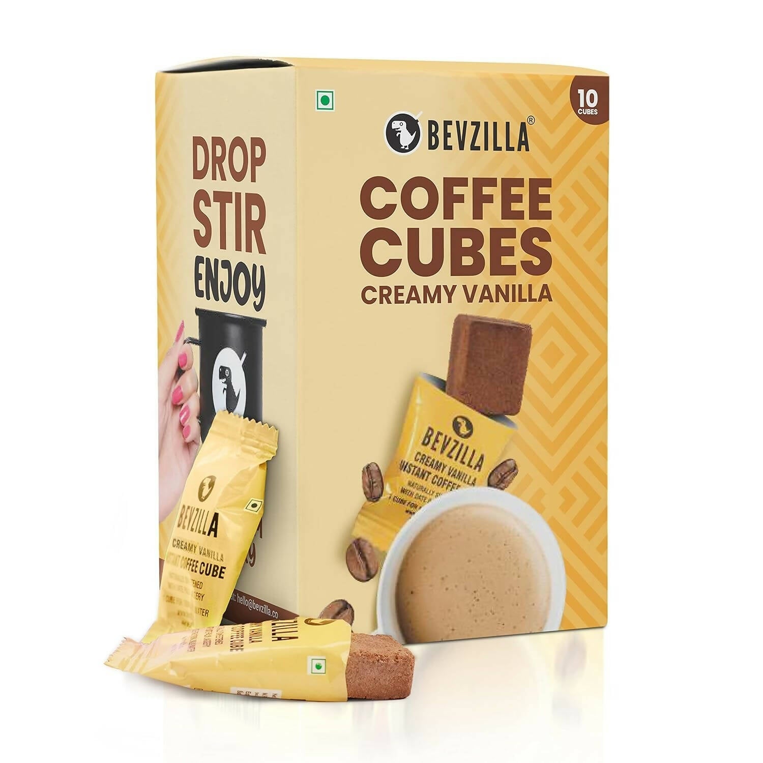 Bevzilla Instant Coffee Cubes Pack with Organic Date Palm Jaggery - Creamy Vanilla