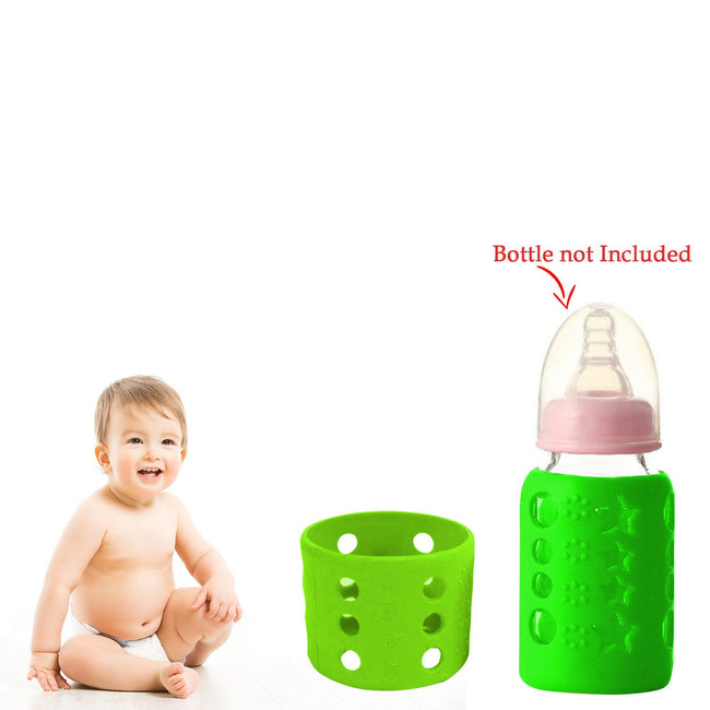 Safe-O-Kid Silicone Baby Feeding Bottle Cover Cum Sleeve for Insulated Protection 60mL- Green Hover Image