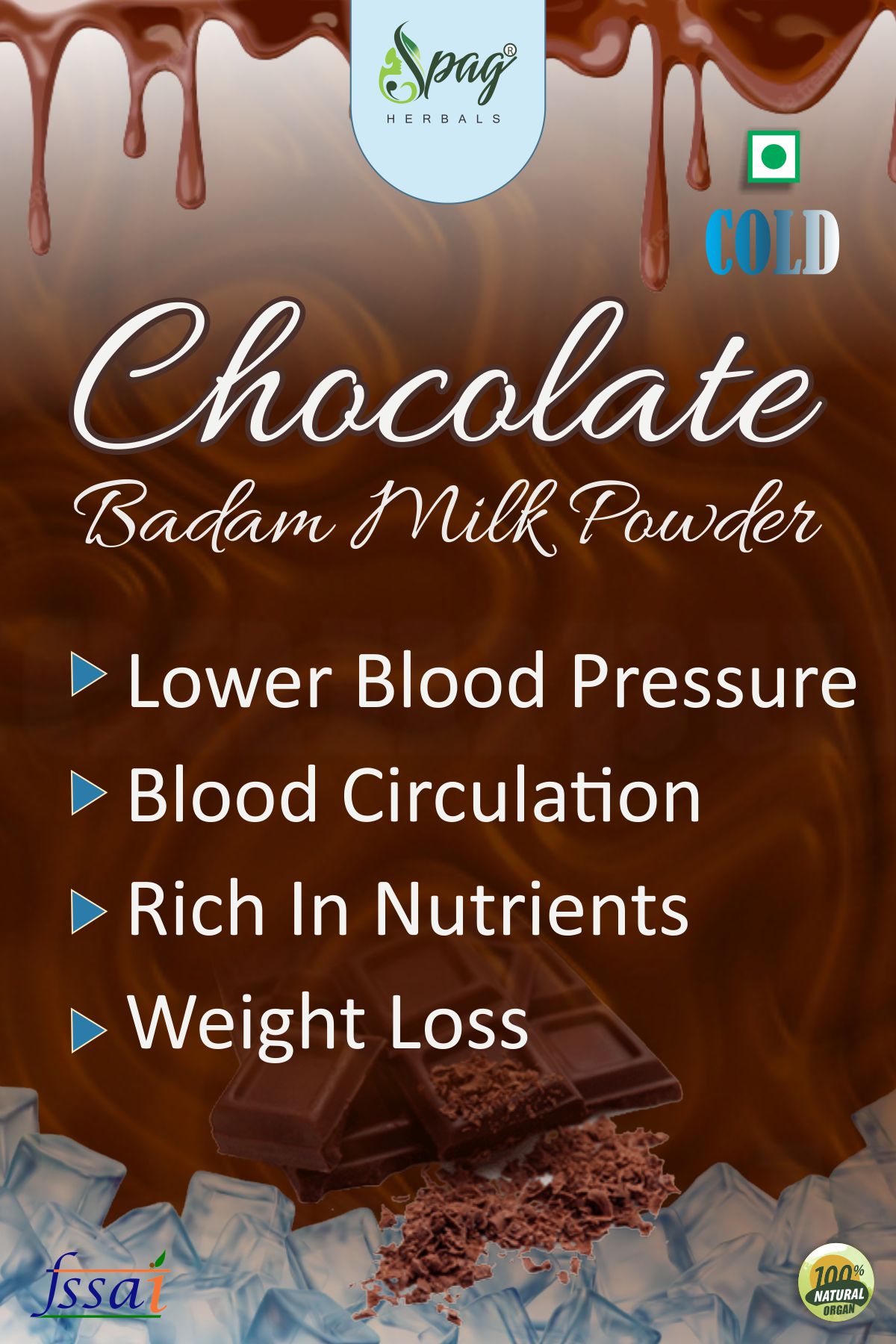 Spag Herbals Cold Instant Chocolate Badam Health Drink
