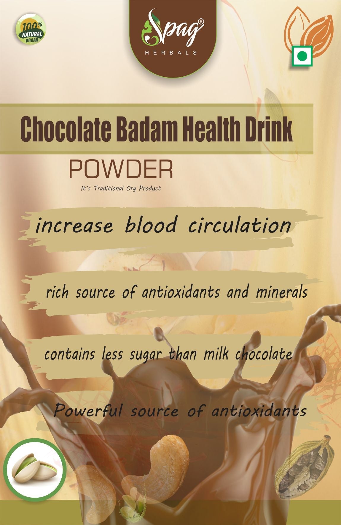 Spag Herbals Cold Instant Chocolate Badam Health Drink