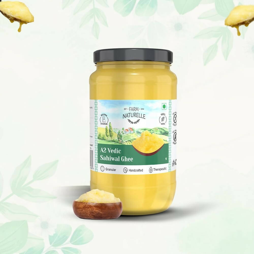 Farm Naturelle A2 Vedic Sahiwal Ghee - Desi Cow Ghee | Natural, Healthy, and Pure | Cultured Cow Ghee