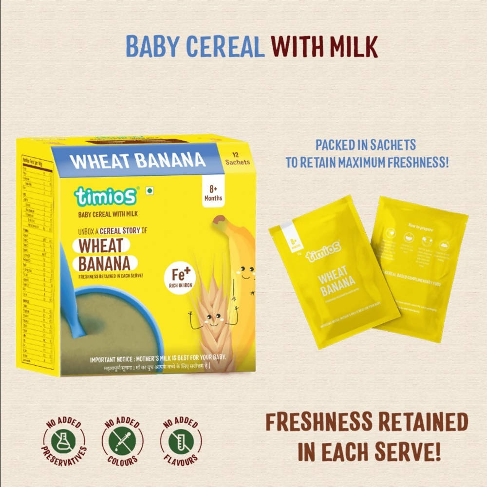 Timios Organic Wheat Banana Baby Cereal